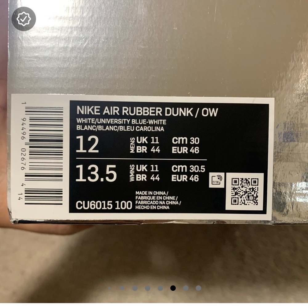 Off White Rubber Dunks. Authenticated Size 12 Sen… - image 3